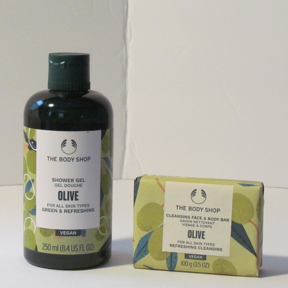 The Body Shop Vegan Olive Shower Gel and Cleansing Face & Body Bar - NEW